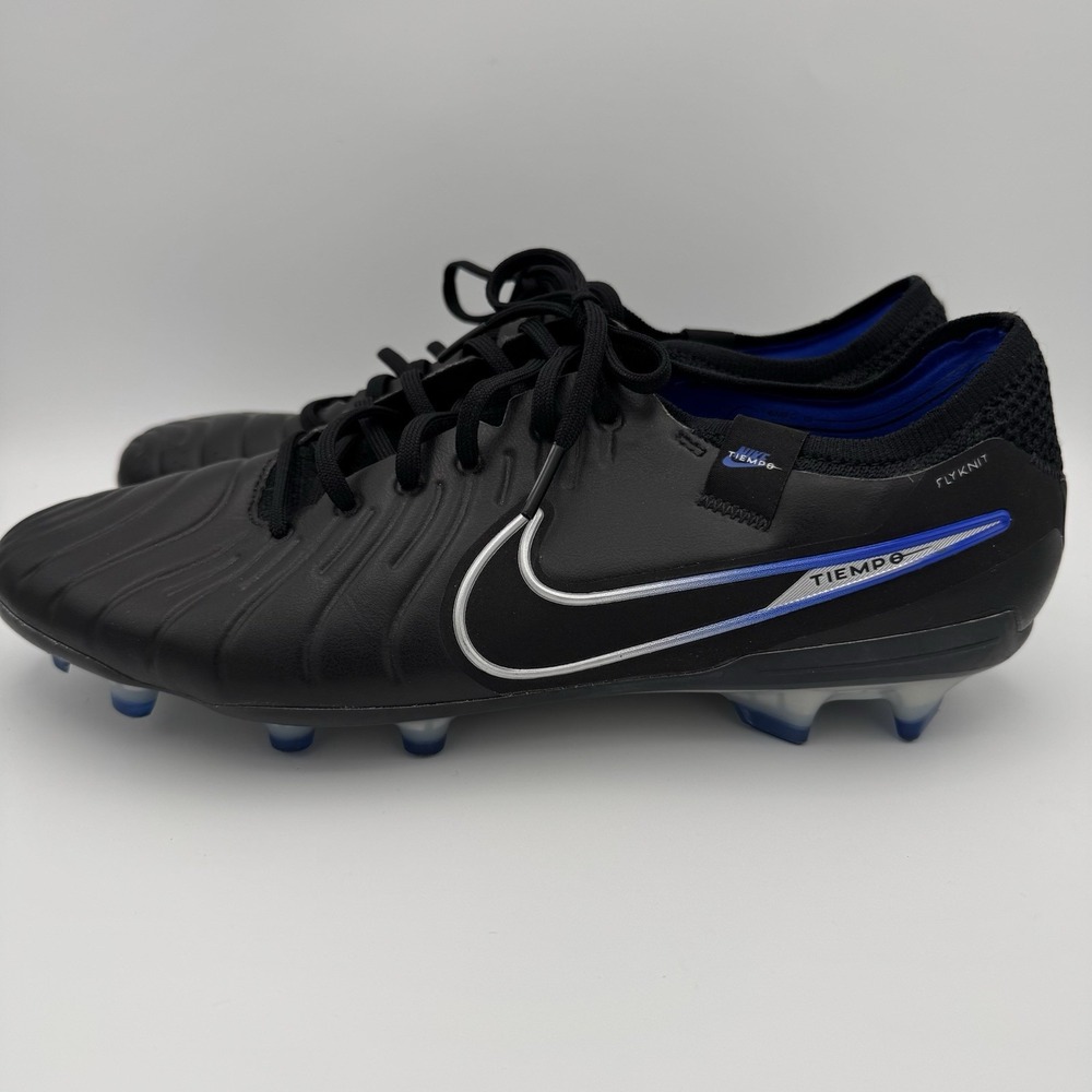 Nike Tiempo Flyknit Legend 10 Black Chrome Hyper Royal DV4328-040 Size 9.5 Men's